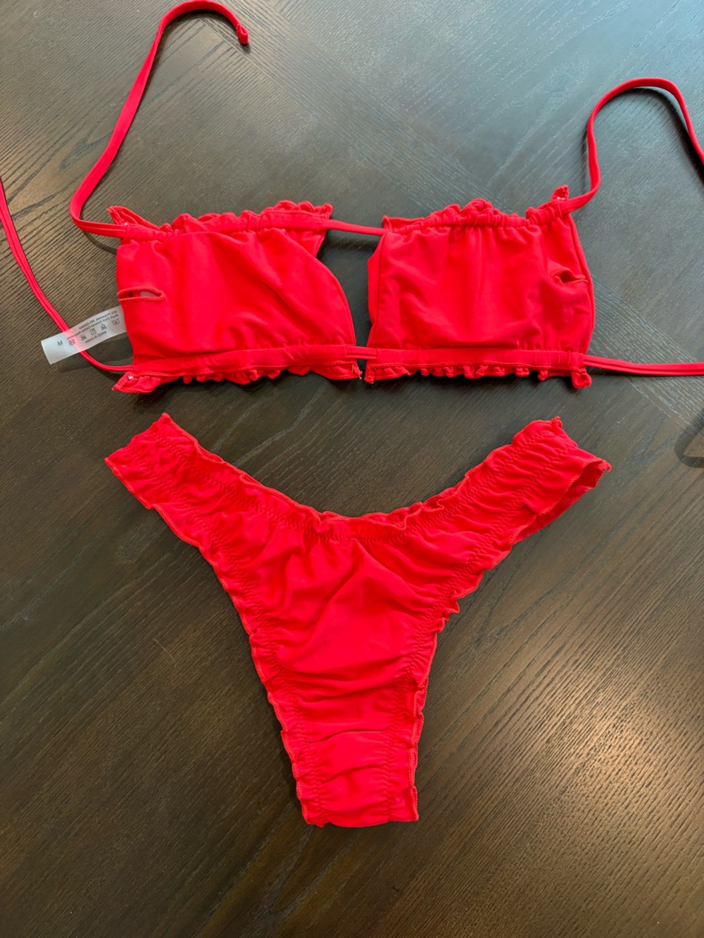 NWOT Red Ruching Bikini Two-Piece Set - Picture 3 of 4